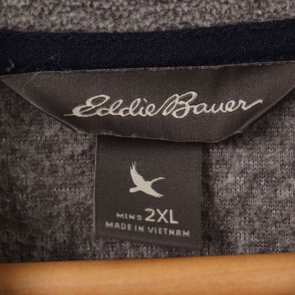 Eddie Bauer Grey Fleece 1/4 snap-down pullover 2XL - Picture 6 of 8